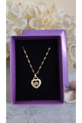 گردنبند استیل ( فولاد ) طلائی زنانه استیل (فولاد) HKN AVM ACCESSORİES - کد 788031365