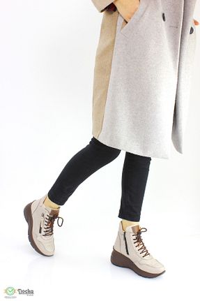 بوت / نیم بوت طوسی زنانه چرم خالص Mammamia - کد 788042470