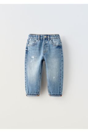 شلوار جین آبی بچه گانه پاچه رگولار جین یونیسکس استاندارد کد 788078627