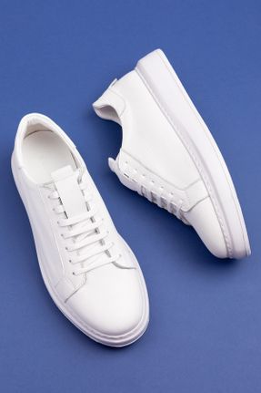 کفش کژوال سفید مردانه چرم طبیعی پاشنه کوتاه ( 4 - 1 cm ) پاشنه ساده کد 788086697