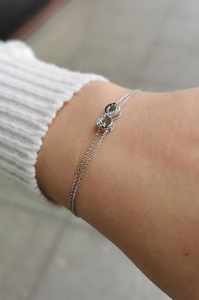 دستبند طلا سفید زنانه 14 عیار Utku Kuyumculuk - کد 788119076
