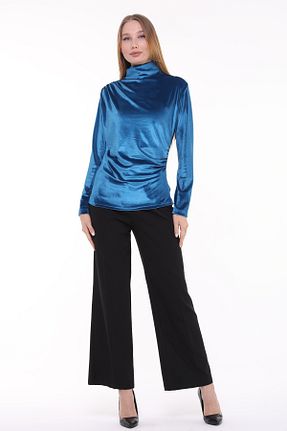 بلوز فیروزه ای زنانه ساده ikmal collection - کد 788151072