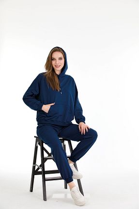 ست لباس راحتی سرمه ای زنانه ساده Lady - کد 788253216