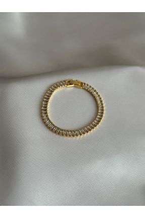 دستبند استیل طلائی زنانه فولاد ( استیل ) کد 788254522