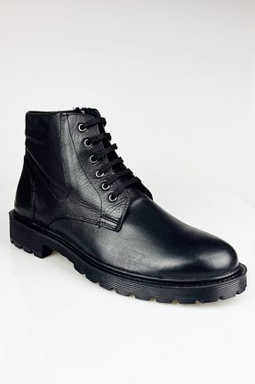 بوت / نیم بوت مشکی مردانه چرم خالص TRENDYSHOSE - کد 788260564
