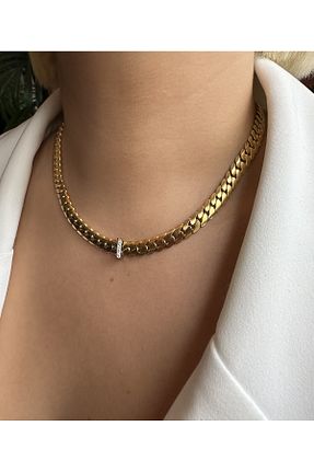 گردنبند استیل ( فولاد ) طلائی استیل (فولاد) Wui Aksesuar - کد 788344740
