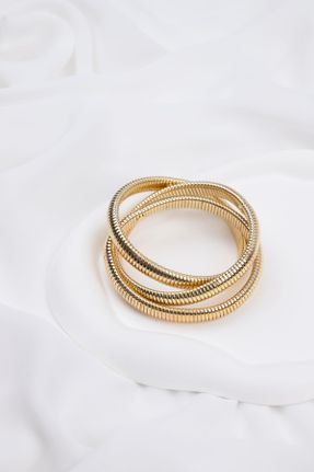 دستبند استیل طلائی زنانه فولاد ( استیل ) کد 788148469