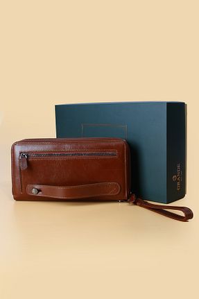 کیف پورتفوی و کلاچ قهوه ای مردانه چرم خالص Grande - کد 788172932