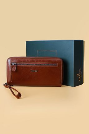 کیف پورتفوی و کلاچ قهوه ای مردانه چرم خالص Grande - کد 788172932