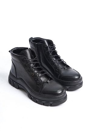 بوت / نیم بوت مشکی زنانه چرم خالص MORIA SHOES - کد 788384357
