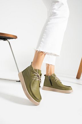 بوت / نیم بوت سبز زنانه چرم خالص MODELLE SHOES - کد 788402604