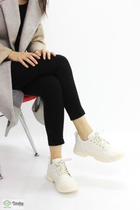 کفش کژوال سفید زنانه چرم مصنوعی پاشنه کوتاه ( 4 - 1 cm ) پاشنه ساده کد 788403887