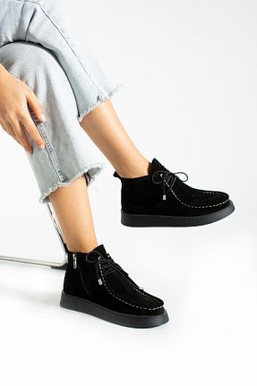 بوت / نیم بوت مشکی زنانه چرم خالص MODELLE SHOES - کد 788402618