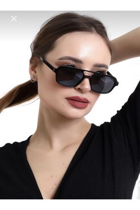عینک آفتابی مشکی زنانه 50 UV400 مات مستطیل کد 788015472