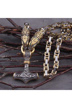 گردنبند استیل ( فولاد ) طوسی مردانه استیل ضد زنگ Viking - کد 195216143