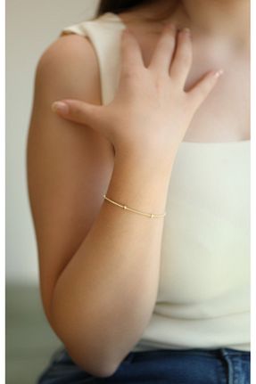 دستبند طلا طلائی زنانه 14 عیار Kuyumcum - کد 788231190
