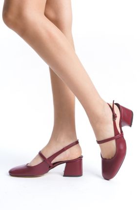 کفش پاشنه بلند کلاسیک زرشکی زنانه PU پاشنه ضخیم پاشنه کوتاه ( 4 - 1 cm ) کد 788246526
