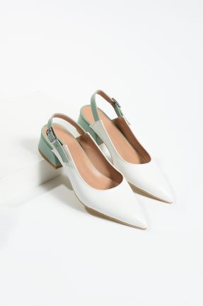 کفش پاشنه بلند کلاسیک سفید زنانه پاشنه ضخیم پاشنه کوتاه ( 4 - 1 cm ) کد 788314268