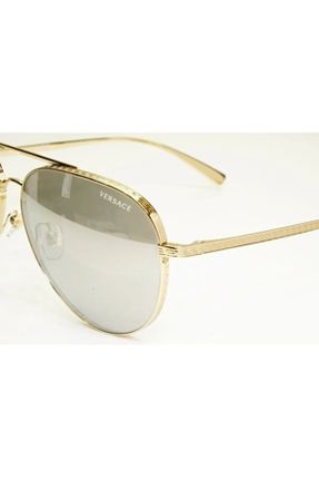 عینک آفتابی طلائی زنانه 59 UV400 آستات آینه ای قطره ای کد 788372963