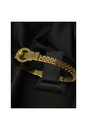 دستبند استیل (فولاد) طلائی زنانه استیل (فولاد) rosshine - کد 788589158