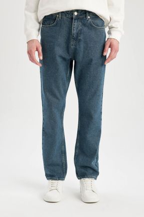 شلوار جین سبز مردانه پاچه لوله ای جین بلند کد 788573053