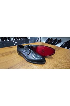 کفش کلاسیک مشکی مردانه چرم طبیعی پاشنه کوتاه ( 4 - 1 cm ) پاشنه ساده کد 788628034