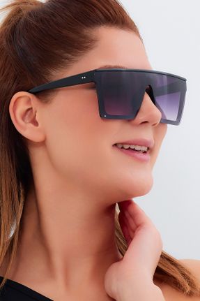 عینک آفتابی مشکی زنانه 50 UV400 استخوان مات مستطیل کد 788638668