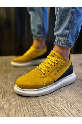 کفش کژوال زرد مردانه چرم مصنوعی پاشنه کوتاه ( 4 - 1 cm ) پاشنه ساده کد 788853736