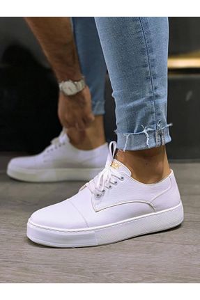 کفش کژوال سفید مردانه چرم مصنوعی پاشنه کوتاه ( 4 - 1 cm ) پاشنه ساده کد 788854323