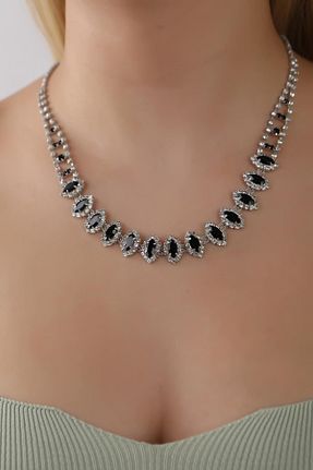 ست جواهر مشکی زنانه روکش نقره HUBANN - کد 775565034