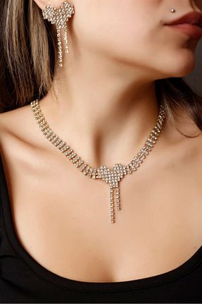 ست جواهر طلائی زنانه روکش نقره HUBANN - کد 280936117