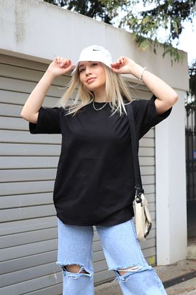 تیشرت مشکی زنانه اورسایز FUWEAR - کد 102203971