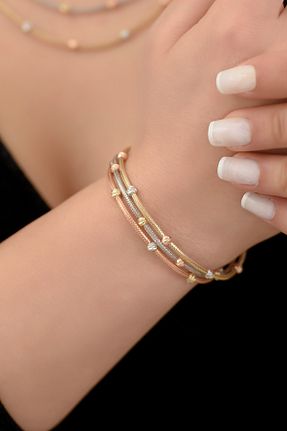 دستبند طلا طلائی زنانه 14 عیار Ayyıldız Kuyumculuk - کد 103193263