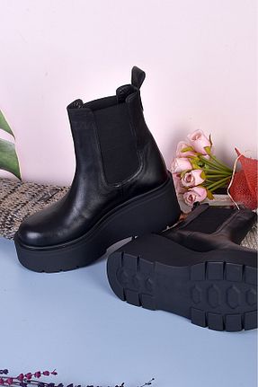 بوت / نیم بوت مشکی زنانه چرم خالص ss shoe & schuh - کد 788652637