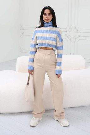شلوار بژ زنانه بافتنی Reyon - کد 788647304