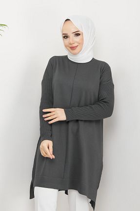 پلیور حجاب طوسی زنانه پنبه ای Pamuk Butik - کد 788484682