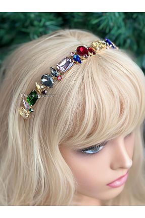 تاج رنگی زنانه فلزی QUEEN AKSESUAR - کد 788817293