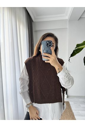 سوئیتر قهوه ای زنانه بافت Miss Giz Butik - کد 788807915