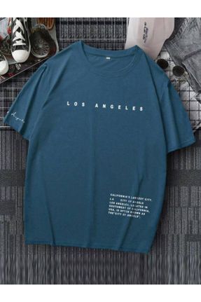 تی شرت آبی مردانه رگولار یقه گرد پنبه - پلی استر تکی کد 788982809