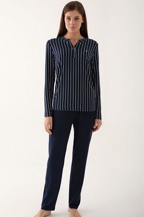 ست لباس راحتی سرمه ای زنانه پنبه ای Pierre Cardin - کد 789077727
