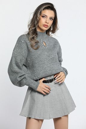 بلوز طوسی زنانه ساده GÜLSELİ - کد 789083716
