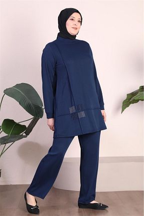 ست بالاتنه و پائین تنه سرمه ای زنانه بافتنی Esin Işık - کد 788704932