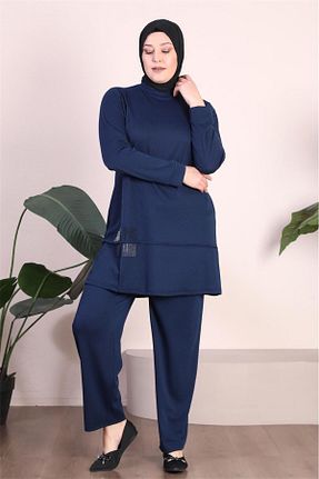 ست بالاتنه و پائین تنه سرمه ای زنانه بافتنی Esin Işık - کد 788704932