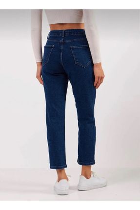 شلوار جین سرمه ای زنانه پاچه اسپانیولی فاق بلند جین ساده کد 788881146