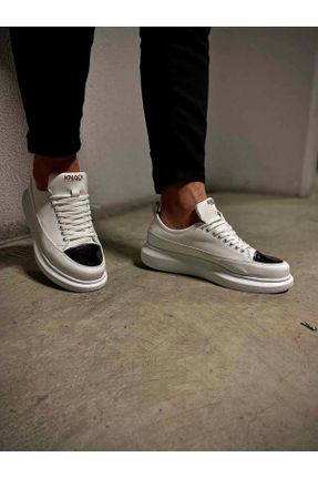 کفش کژوال سفید مردانه چرم مصنوعی پاشنه کوتاه ( 4 - 1 cm ) پاشنه ساده کد 788859326