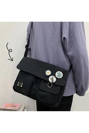 کیف پستچی مشکی زنانه پارچه ای Toum - کد 789032857