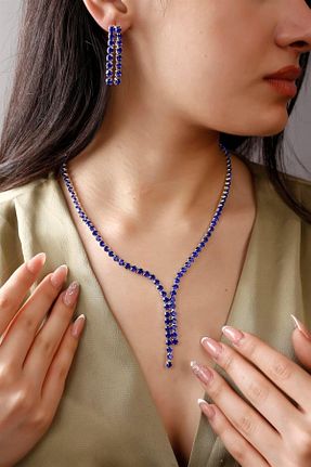 ست جواهر آبی زنانه روکش نقره HUBANN - کد 638294875