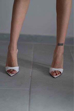 دمپائی سفید زنانه چرم لاکی YAHO SHOES - کد 753285420