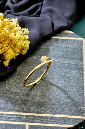 دستبند استیل طلائی زنانه فولاد ( استیل ) کد 789548292
