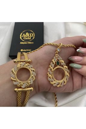 ست جواهر طلائی زنانه روکش طلا کد 789380754